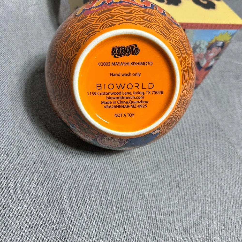 Bioworld Naruto Ceramic Noodle Bowl 20oz Orange Kakashi Sasuke Sakura 6in Bowl